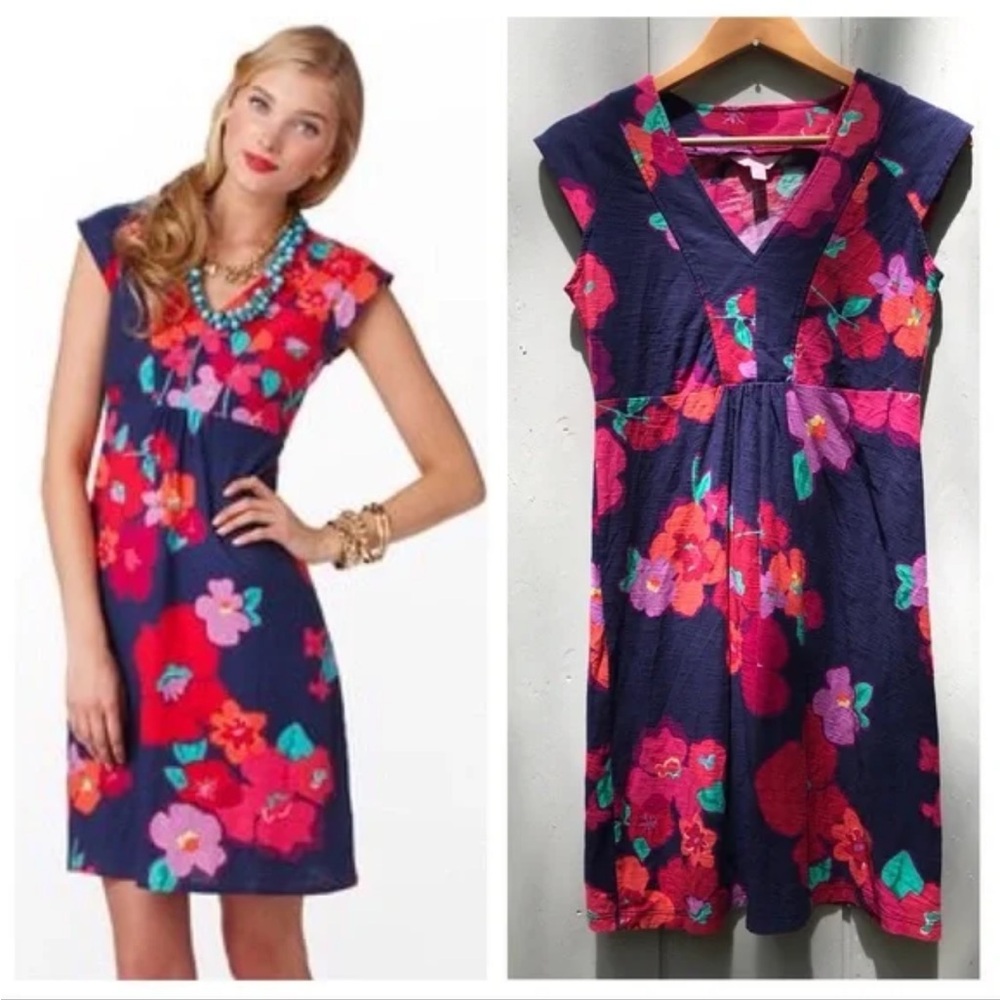 Lilly Pulitzer Navy and Pink Floral Mini Dress